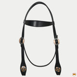 Hilason Western Horse Genuine Leather Headstall Bridle Engraved GS Concho Black