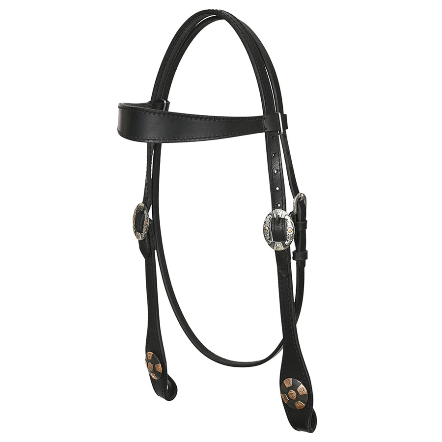 Hilason Western Horse Genuine Leather Headstall Bridle Engraved GS Concho Black - Uhorse