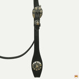 Hilason Western Horse Genuine Leather Headstall Bridle Engraved GS Concho Black