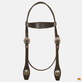 Hilason Western Horse Genuine Leather Headstall Bridle Engraved GS Concho Brown