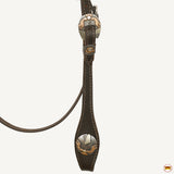 Hilason Western Horse Genuine Leather Headstall Bridle Engraved GS Concho Brown