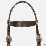 Hilason Western Horse Genuine Leather Headstall Bridle Engraved GS Concho Brown