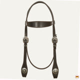 Hilason Western Horse Genuine Leather Headstall Bridle Engraved GS Concho Brown