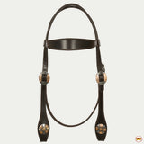 Hilason Western Horse Genuine Leather Headstall Bridle Engraved GS Concho Brown