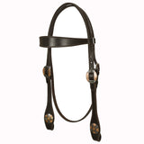 Hilason Western Horse Genuine Leather Headstall Bridle Engraved GS Concho Brown