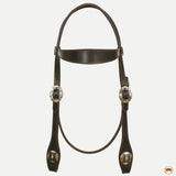 Hilason Western Horse Genuine Leather Headstall Bridle Engraved GS Concho Brown