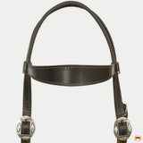 Hilason Western Horse Genuine Leather Headstall Bridle Engraved GS Concho Brown