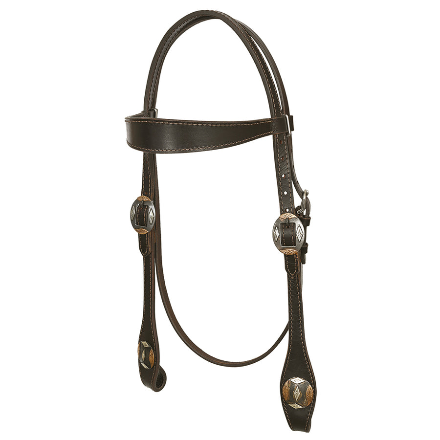 Hilason Western Horse Genuine Leather Headstall Bridle Engraved GS Concho Brown - Uhorse