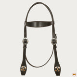 Hilason Western Horse Genuine Leather Headstall Bridle Engraved GS Concho Brown