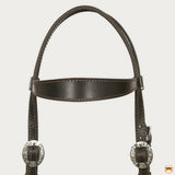 Hilason Western Horse Genuine Leather Headstall Bridle Engraved GS Concho Brown