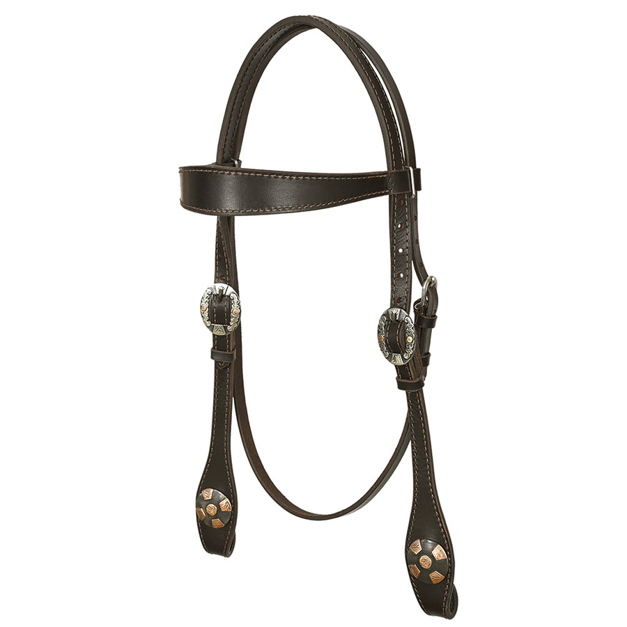 Hilason Western Horse Genuine Leather Headstall Bridle Engraved GS Concho Brown - Uhorse