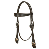 Hilason Western Horse Genuine Leather Headstall Bridle Engraved GS Concho Brown