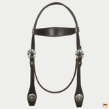 Hilason Western Horse Genuine Leather Headstall Bridle Engraved GS Concho Brown