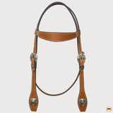 Hilason Western Horse Genuine Leather Headstall Bridle Engraved GS Concho Chestnut