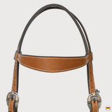 Hilason Western Horse Genuine Leather Headstall Bridle Engraved GS Concho Chestnut