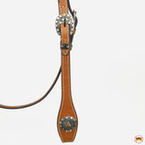 Hilason Western Horse Genuine Leather Headstall Bridle Engraved GS Concho Chestnut