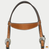 Hilason Western Horse Genuine Leather Headstall Bridle Engraved GS Concho Chestnut