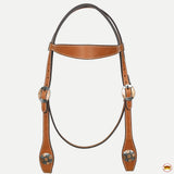 Hilason Western Horse Genuine Leather Headstall Bridle Engraved GS Concho Chestnut