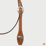 Hilason Western Horse Genuine Leather Headstall Bridle Engraved GS Concho Chestnut