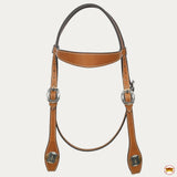 Hilason Western Horse Genuine Leather Headstall Bridle Engraved GS Concho Chestnut