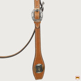 Hilason Western Horse Genuine Leather Headstall Bridle Engraved GS Concho Chestnut