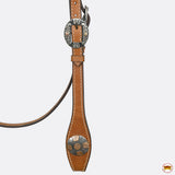 Hilason Western Horse Genuine Leather Headstall Bridle Engraved GS Concho Chestnut