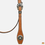 Hilason Western Horse Genuine Leather Headstall Bridle Engraved GS Concho Chestnut