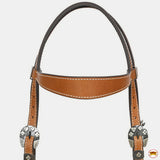 Hilason Western Horse Genuine Leather Headstall Bridle Engraved GS Concho Chestnut