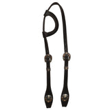 Hilason Horse Genuine Leather One Ear Headstall Bridle GS Concho Black