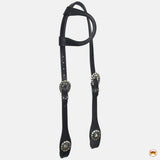 Hilason Horse Genuine Leather One Ear Headstall Bridle GS Concho Black