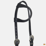 Hilason Horse Genuine Leather One Ear Headstall Bridle GS Concho Black