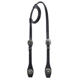 Hilason Horse Genuine Leather One Ear Headstall Bridle GS Concho Black