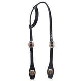 Hilason Horse Genuine Leather One Ear Headstall Bridle GS Concho Black