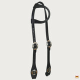 Hilason Horse Genuine Leather One Ear Headstall Bridle GS Concho Black