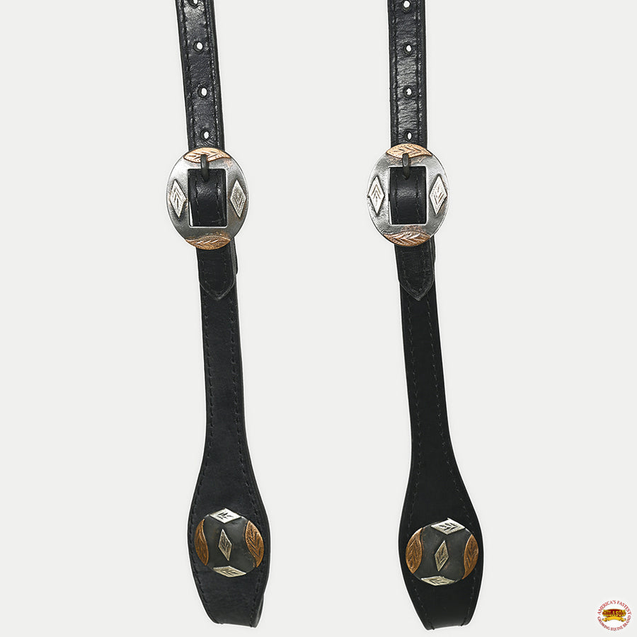 Hilason Horse Genuine Leather One Ear Headstall Bridle GS Concho Black