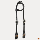 Hilason Horse Genuine Leather One Ear Headstall Bridle GS Concho Black