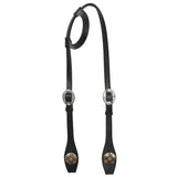 Hilason Horse Genuine Leather One Ear Headstall Bridle GS Concho Black