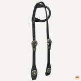 Hilason Horse Genuine Leather One Ear Headstall Bridle GS Concho Black