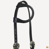 Hilason Horse Genuine Leather One Ear Headstall Bridle GS Concho Black