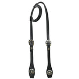 Hilason Horse Genuine Leather One Ear Headstall Bridle GS Concho Black