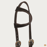 Hilason Western Horse Genuine Leather One Ear Headstall Bridle Engraved GS Concho Brown