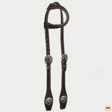 Hilason Western Horse Genuine Leather One Ear Headstall Bridle Engraved GS Concho Brown