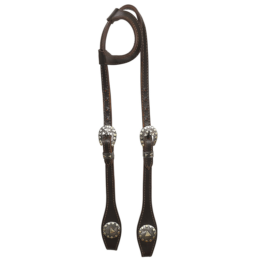 Hilason Western Horse Genuine Leather One Ear Headstall Bridle Engraved GS Concho Brown - Uhorse