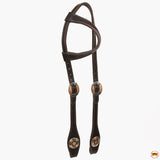 Hilason Western Horse Genuine Leather One Ear Headstall Bridle Engraved GS Concho Brown