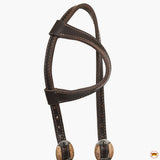 Hilason Western Horse Genuine Leather One Ear Headstall Bridle Engraved GS Concho Brown