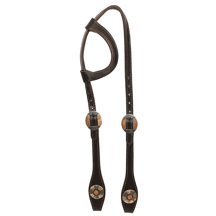 Hilason Western Horse Genuine Leather One Ear Headstall Bridle Engraved GS Concho Brown - Uhorse