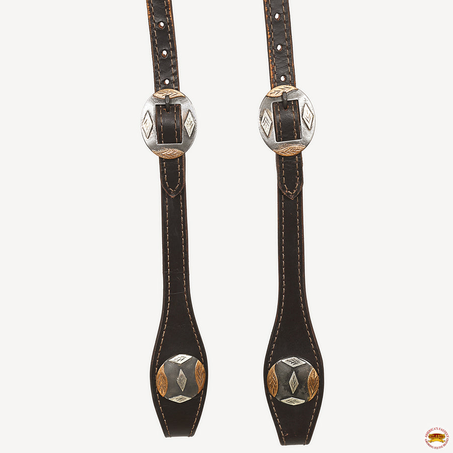 Hilason Western Horse Genuine Leather One Ear Headstall Bridle Engraved GS Concho Brown