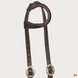 Hilason Western Horse Genuine Leather One Ear Headstall Bridle Engraved GS Concho Brown