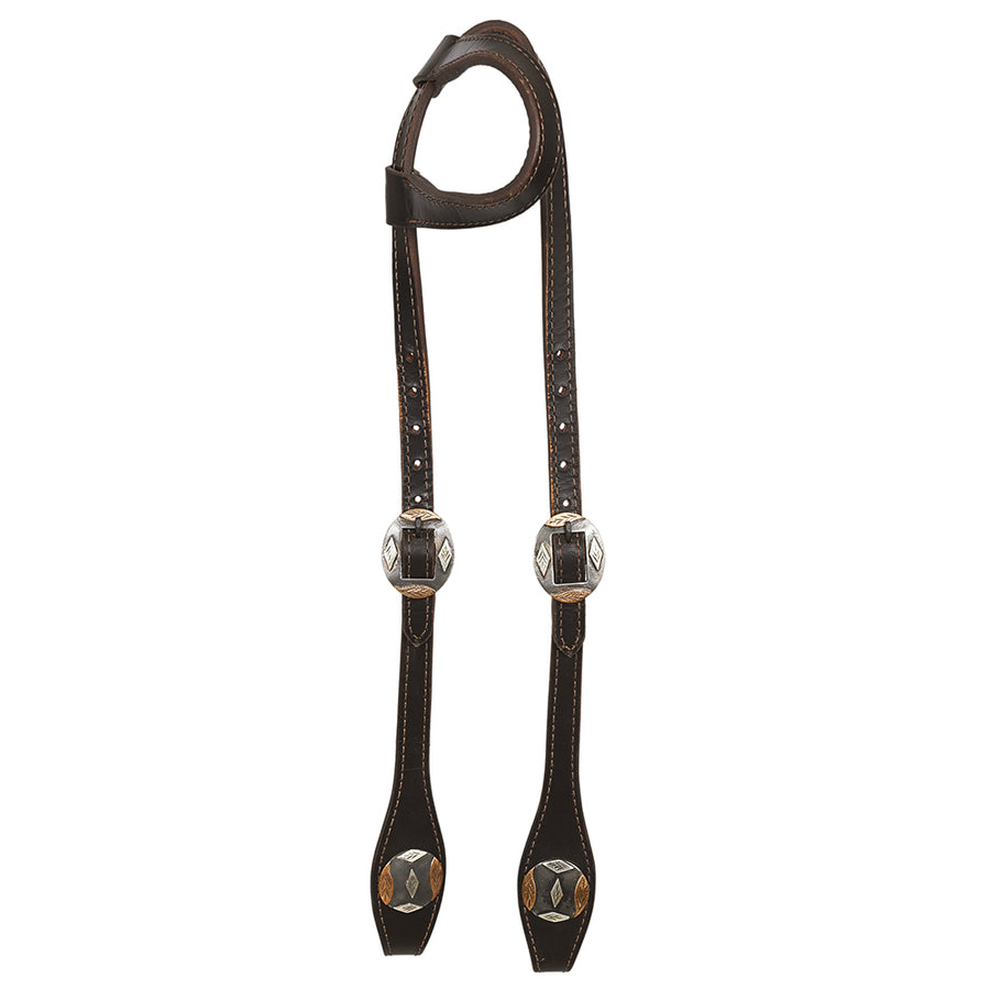 Hilason Western Horse Genuine Leather One Ear Headstall Bridle Engraved GS Concho Brown - Uhorse