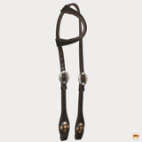 Hilason Western Horse Genuine Leather One Ear Headstall Bridle Engraved GS Concho Brown